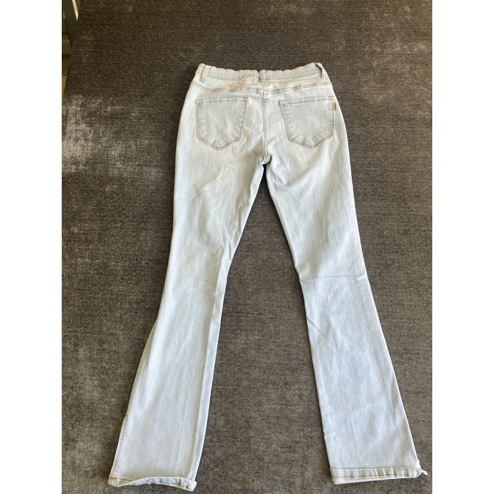Vibrant Miu Flared Jeans Womens 27 Blue Denim Cotton Stretch Distressed Mid Rise